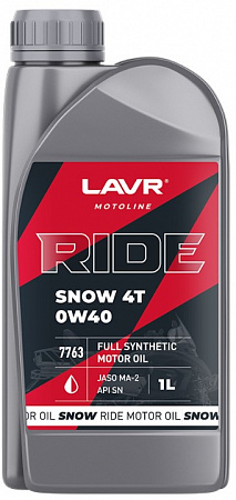 Моторное масло для снегохода Lavr Moto Ride Snow 4T 0W40 SN, 1 л Моторное масло для снегохода Lavr Moto Ride Snow 4T 0W40 SN, 1 л