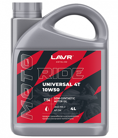 Моторное масло Lavr Ride Universal 4T 10W50 SM, 4 л Моторное масло Lavr Ride Universal 4T 10W50 SM, 4 л
